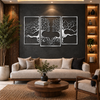 Tree Facing Eachother 3 Pieces Premium Metal Wall Art
